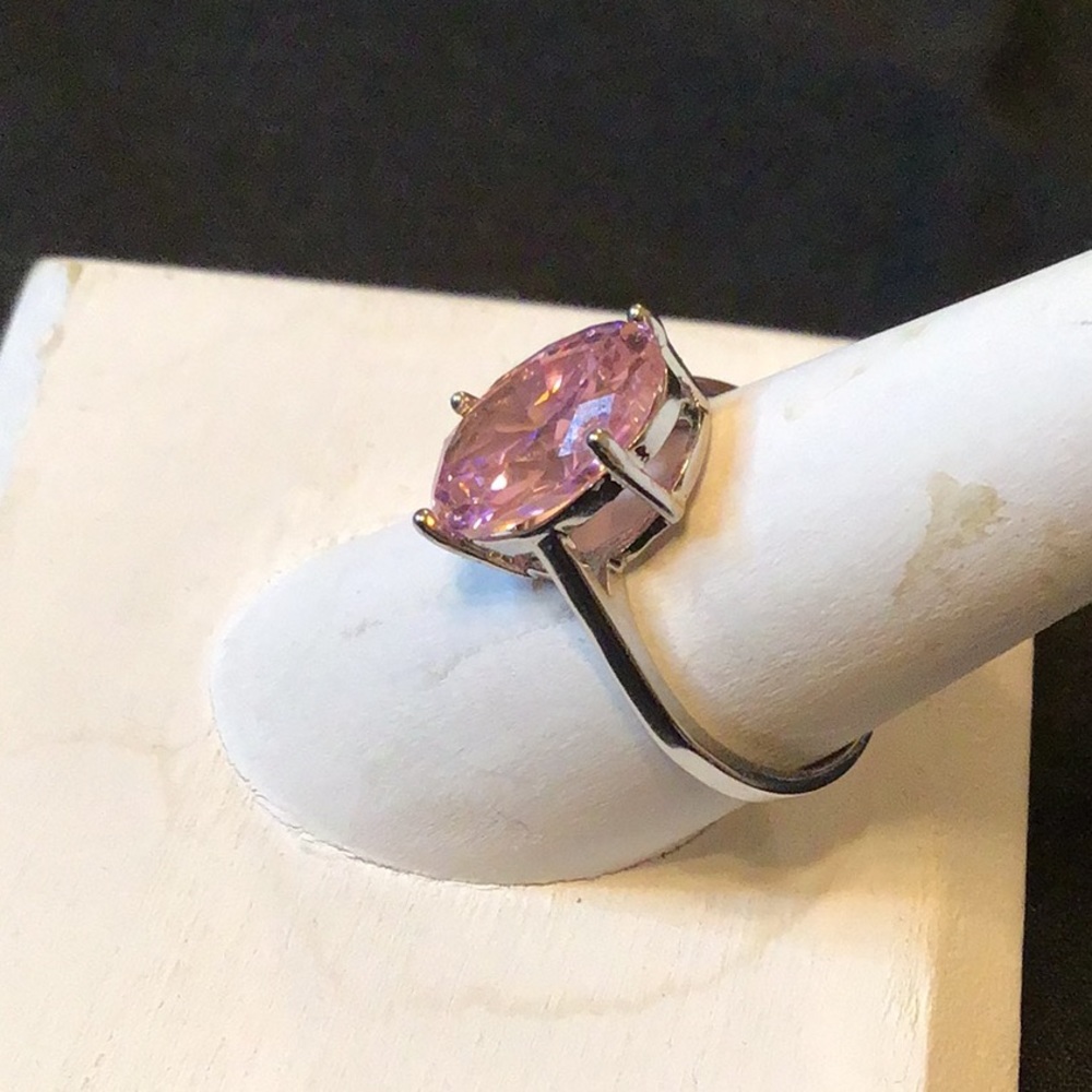 925 Sterling Silver Genuine Pink TopazRing - Picture 3 of 4